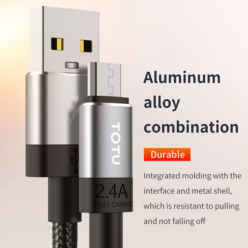 TOTUDESIGN Speedy Series BM-001 2.4A Mirco USB интерфейс Синхронизации Данных Быстрая зарядка кабель для передачи данных, длина кабеля: 25 см(серый