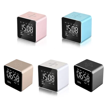 

Digital Alarm Clock LED Desktop Table Alarm Clock Portable BT Wireless Mini Subwoofer Speaker with Mirror Function 18650 Battery