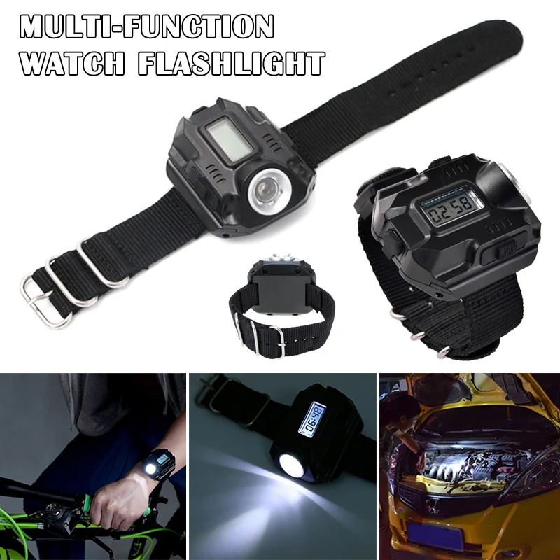 

Super Bright Wrist LED Light Flashlight Watch Portable Rechargeable for Climbing Camping TN88
