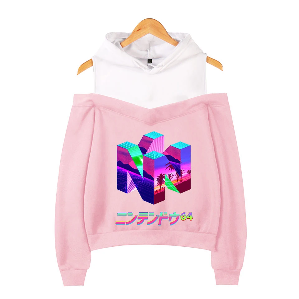 Японское аниме Vaporwave эстетические толстовки сексуальный с открытыми плечами Женский свитшот Харадзюку эстетический пуловер укороченный Топ для женщин