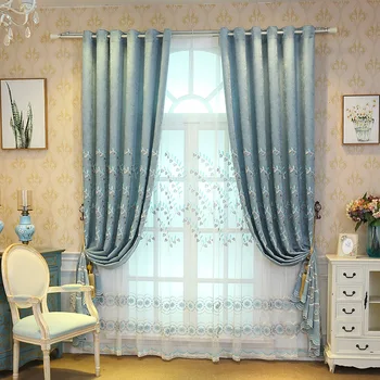 

European Style Modern Embossed Embroidery Curtains for Living Dining Room Bedroom.