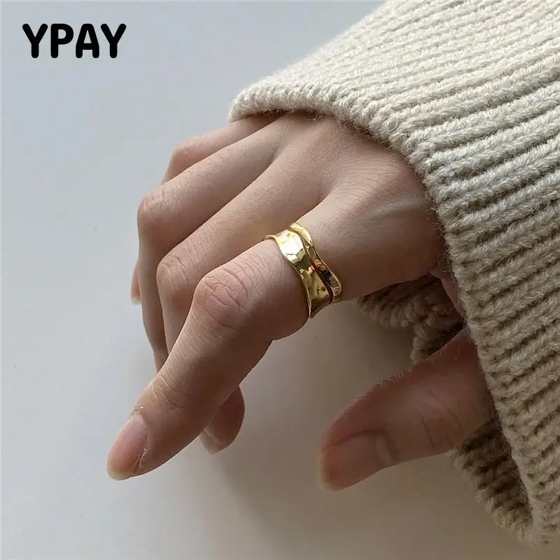YPAY 100% натуральная 925 пробы серебряная волна кривая кольца для женщин Япония Корея