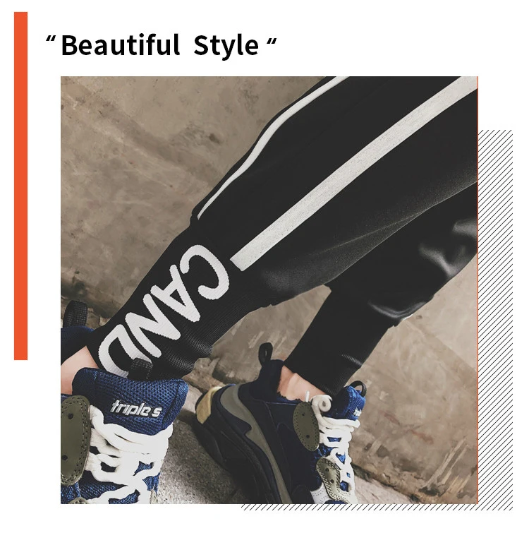 BIVIGAOS Trendy Fashion Thread Letter Sweatpants Women Spring Autumn New Students Loose Stripes Black Sport Casual Pants Joggers