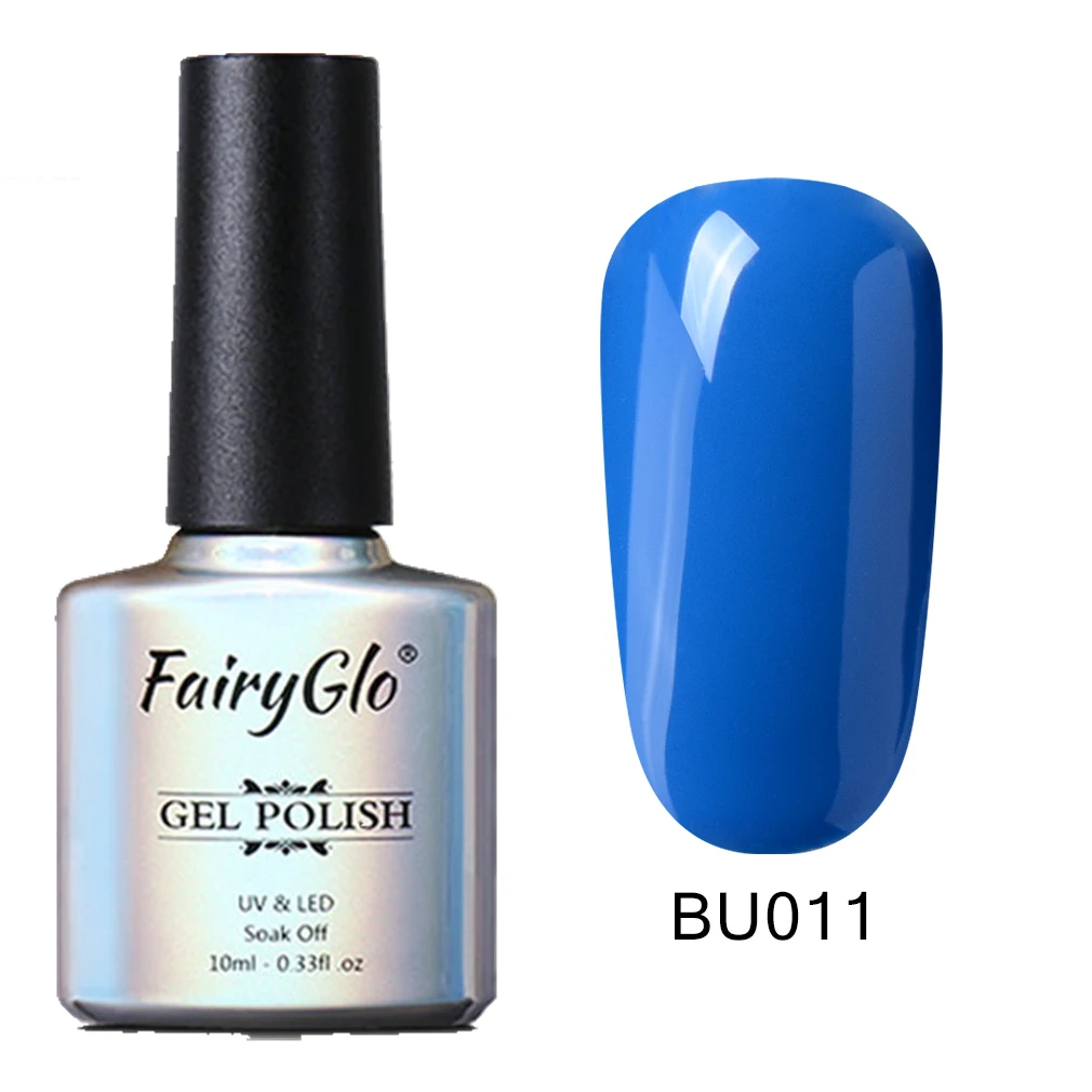 FairyGlo 10 мл Blue Series Гель-лак для ногтей полу Перманентный лак для ногтей УФ-гель для ногтей Декоративный Лак для ногтей для гель лак для ногтей эмаль - Цвет: BU011