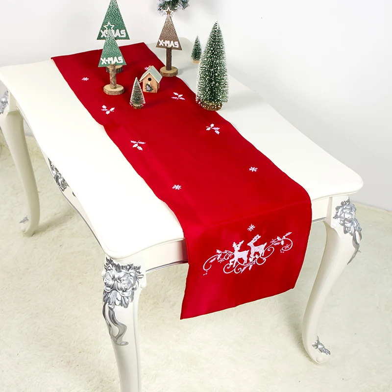 Рождественская скатерть, вышитая снежинками, оленем, столовое белье для рождественского праздника, украшение, рождественский стол, флаг, Новинка