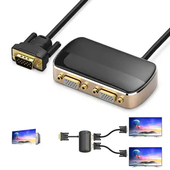 

1 in 2 Out Male to Dual Female VGA Splitter Adapter for HDTV Projector Monitor 1920x1440 HD VGA Adapter Projector Splitter Hot