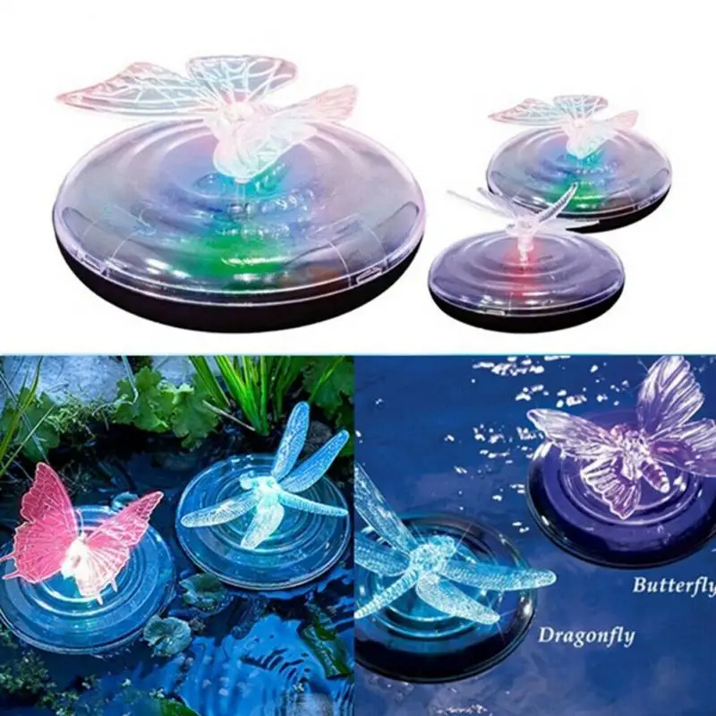 Christmas Decoration Solar Led Float Lamp RGB Color Change Butterfly Dragonfly Shape Outdoor Garden Pool Water Decoration Light