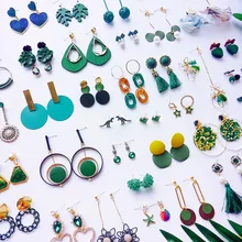 Дорин коробка Горячий зеленый серии серьги-гвоздики Комплект сережек для женщин и девочек Brincos, можно носить с круг бальное платье с цветочным рисунком серьги с бантами, подарок, ювелирное изделие, 1 пара