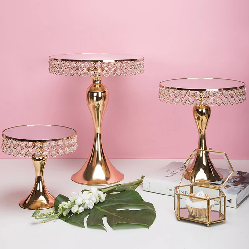 1pc Gold Antique Metal Cake Stand Round Cupcake Stands Wedding Birthday Party Dessert Cupcake Pedestal Display Plate Home Decor
