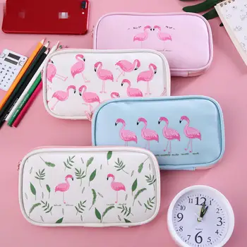 

Kawaii Flamingo Pencil Case Large Capacity Multifunction Pencil Bags Pen Box School Office Supplies Stationery Student Girl Gift