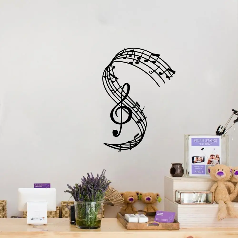 Vinyl Sticker Music Melody Sound Notes Wall Decal Bedroom Office Decor Removable Wall Sticker