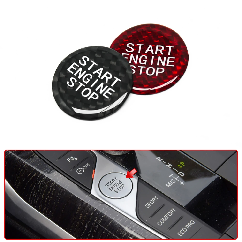 Per Bmw X5 G05 X6 G06 X7 G07 Z4 G29 2019-2021 Start Stop Pulsanti Interruttore Motore Pulsanti Interni In Fibra Di Carbonio Styling Trim