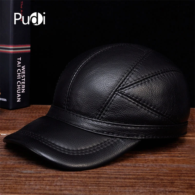 

Pudi Men Genuine Leather Hat Male Real Leather Baseball Caps Cowboy Hats HL030
