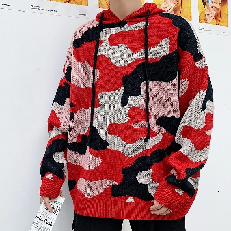 Winter Camo Sweater Men Warm Fashion Casual Knit Hooded Sweater Man Sweter Clothes Loose Long-sleeved Pullover Men M-2XL Winter Camo Sweater Men Warm Fashion Casual Knit Hooded Sweater Man Sweter Clothes Loose Long-sleeved Pullover Men M-2XL