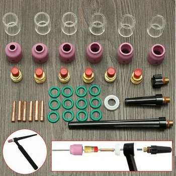 

High Quality 40pcs TIG Welding Torch Stubby Gas Lens Glass Heat Cup Kit Set For WP-9 / 20/25 Accessories