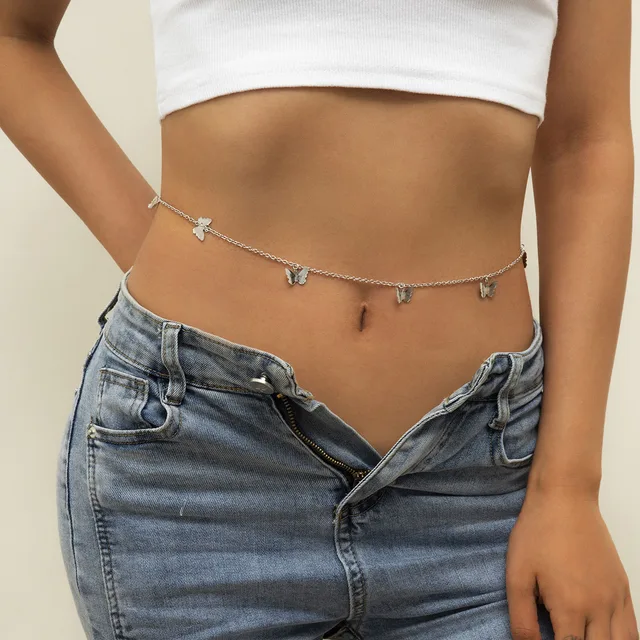 Leaf Diamond Belly Waist Chain For Womens Bohemian Geometric Circle Love-Heart Tassel Water Drop Shell Sexy  Body Jewelry Gifts 05