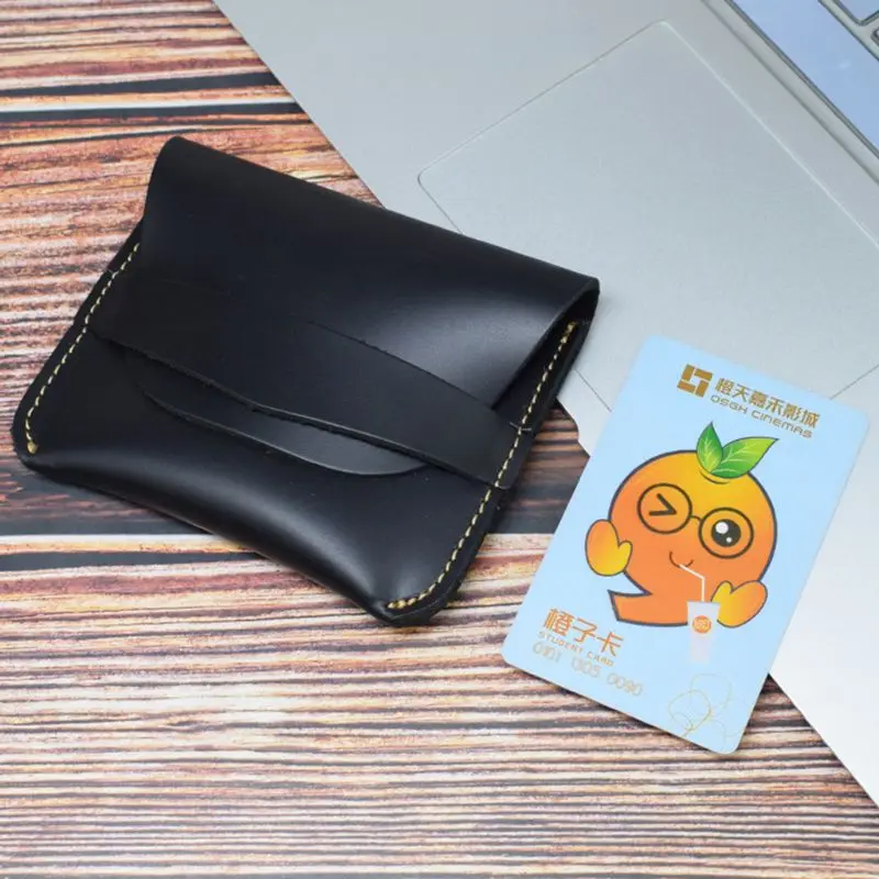 Unisex Genuine Leather Coin Card Key Case Change Pouch Mini Purse Wallet Bag F42A