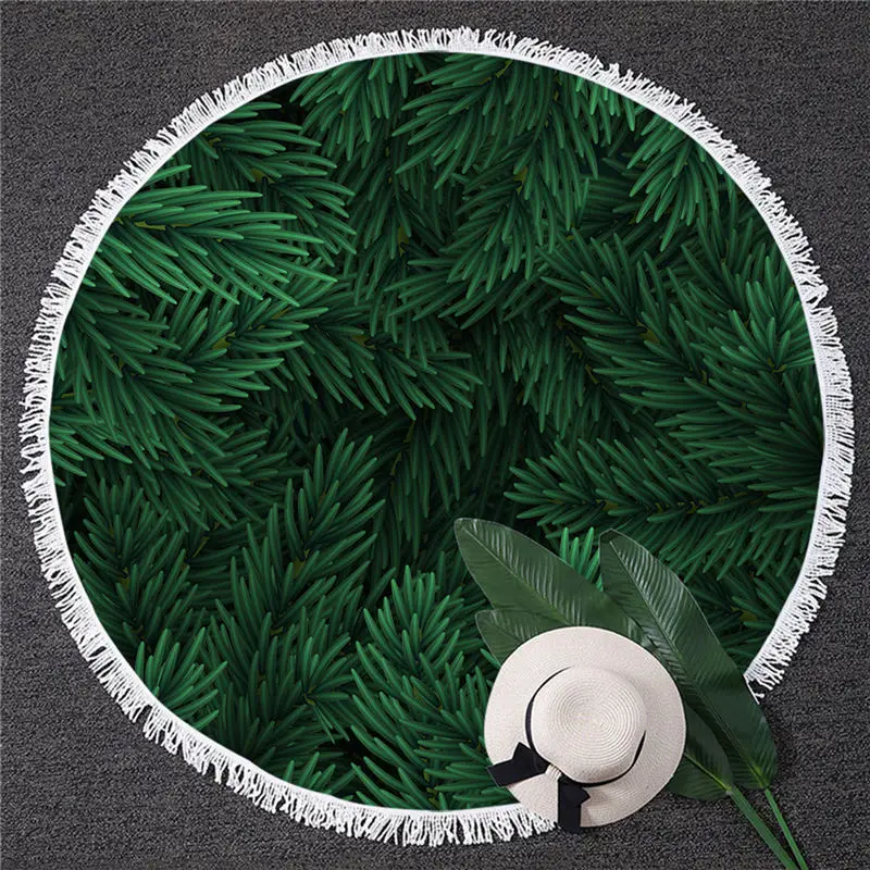 Leaf10 Blesslive зеленых листьев круглое пляжное полотенце листья текстура большое полотенце для взрослых детей тропические пальмы листва Toalla кисточкой пляжный коврик - Цвет: Leaf10