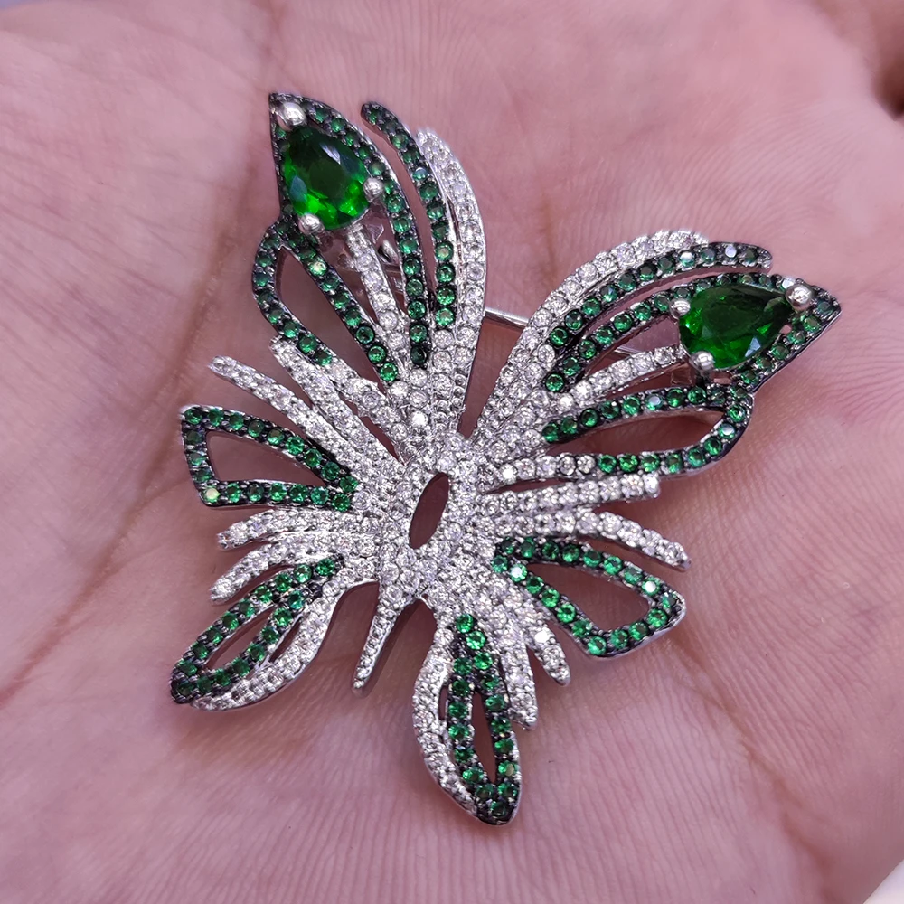 38x38mm Mixed Color gold plated Cz micro Crystal butterfly brooch