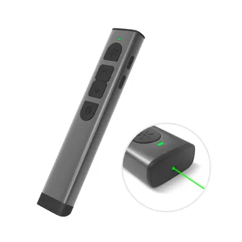 

Rechargeable Digital Remote Powerpoint Presenter PPT Clicker Flip Pen Green Pointer with USB Receiver USB Cable 70 Meters