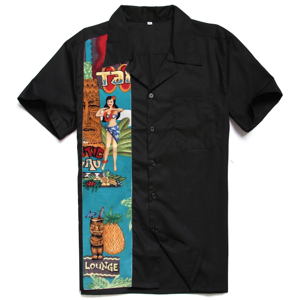 Мужская винтажная рубашка с отложным воротником, приталенная уличная одежда в стиле хип-хоп Харадзюку, Гавайские Летние повседневные