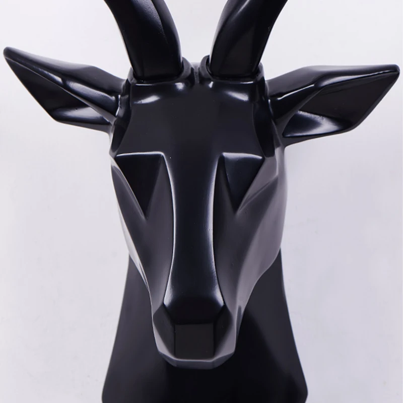 3D Deer Head Statue 46x30x18cm Sculpture Home Decoration Modern Antelope Head Abstract Living Room Wall Decor Resin Statues