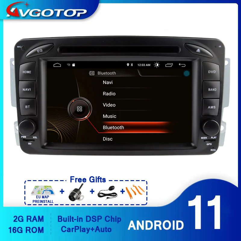 AVGOTOP Android 11 Car Multimedia for C CLASS W203 CLK W209 M W163 W639 2G 16G Carplay Bluetooth GPS Vehicle | Автомобили и