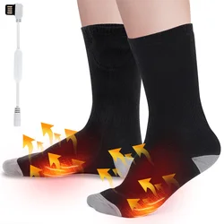New Cotton Heating And Heating Socks Match 1*USB 5v Converter Switch Black (Pair) Camping Winter Footwarmers for Men Women Safet