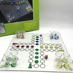 1 Set Transparent Glass Flying Chess Set Wine Cup Shot Drinking Cup Chess Shot Drinking Game For Adult Drinking Party Funny Tool