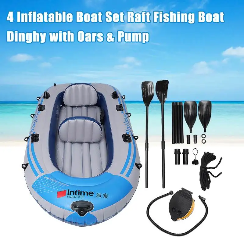 

4 Person Thickening PVC Inflatable Boat Set Raft Fishing Boat Dinghy with Oars&Pump Kayak Fishing Boats Cushion Rowing Boats