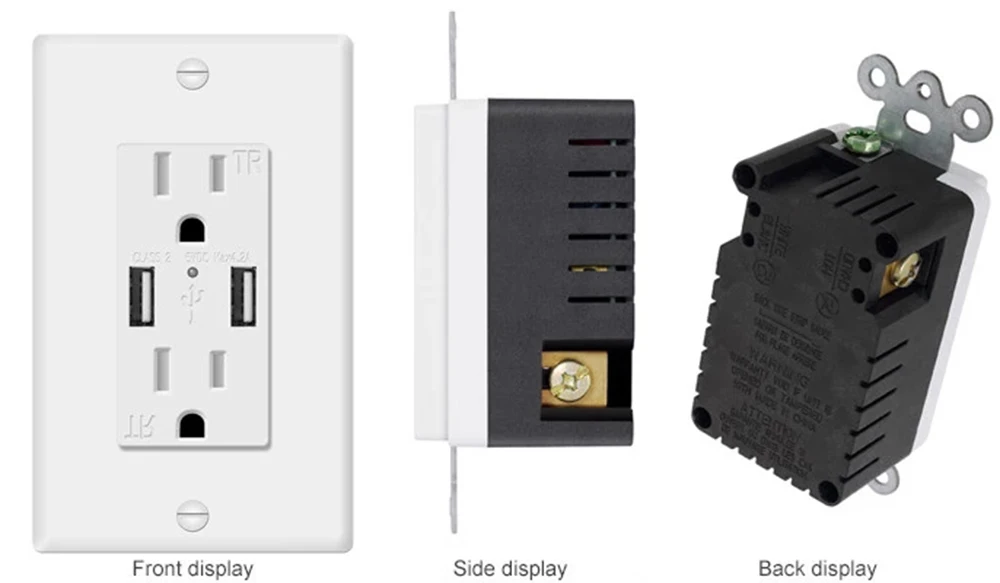 US Wall Outlets Electrical Plates Power Sockets with USB Fast Charger 5V/4.2A Tamper Resistant Shutters LED Indicator UL Listed