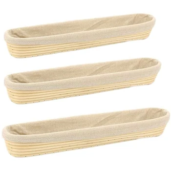 

15 Inch 17 Inch 22 Inch Sourdough Bread Bakery Basket, Oval Bread Proofing Basket with Linen Liner Cloth, Handmade Rattan Bowl f