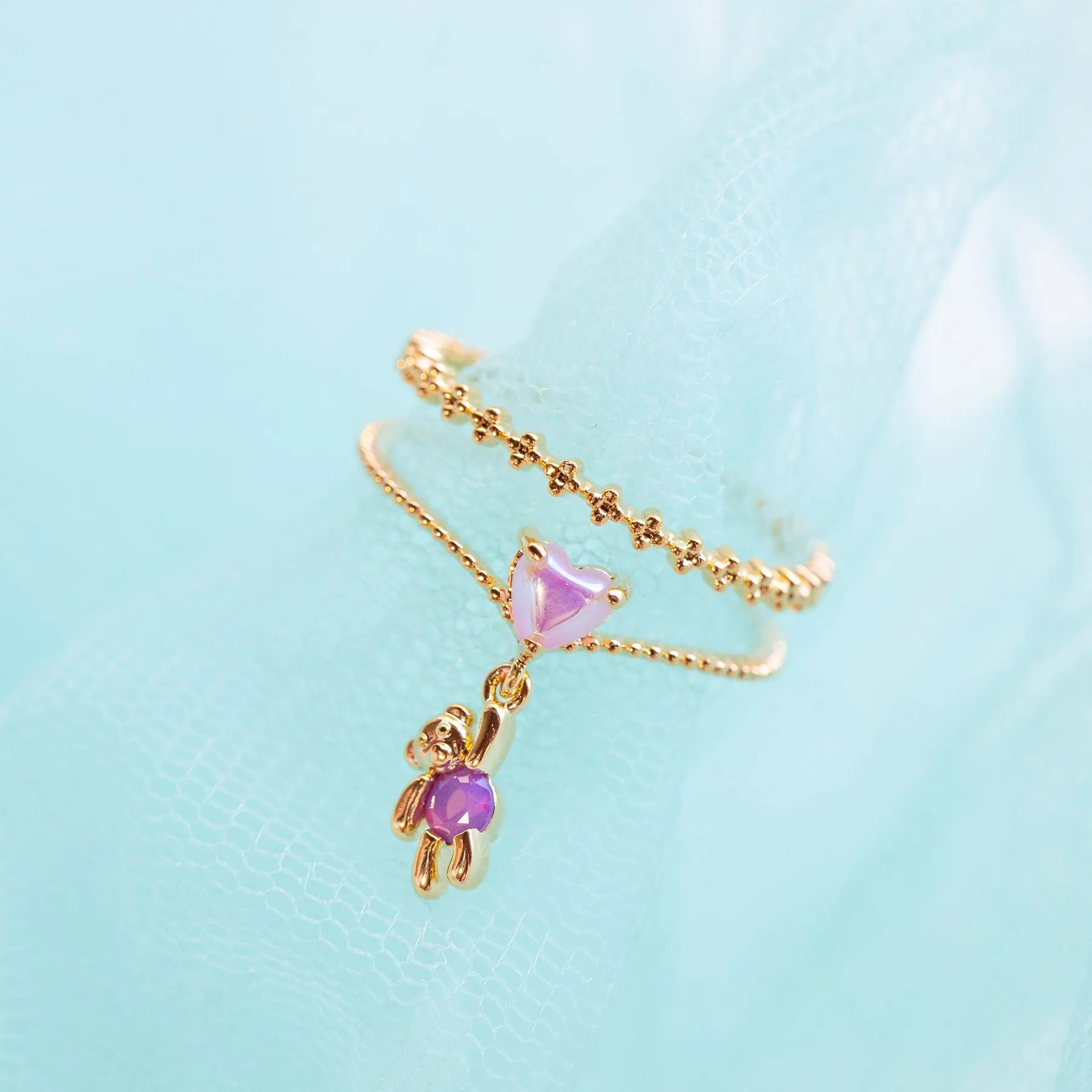 Finger Ring Zircon Rings For Women Trendy Little Bear Love Fruit Prom Party Gift Wedding Jewelry