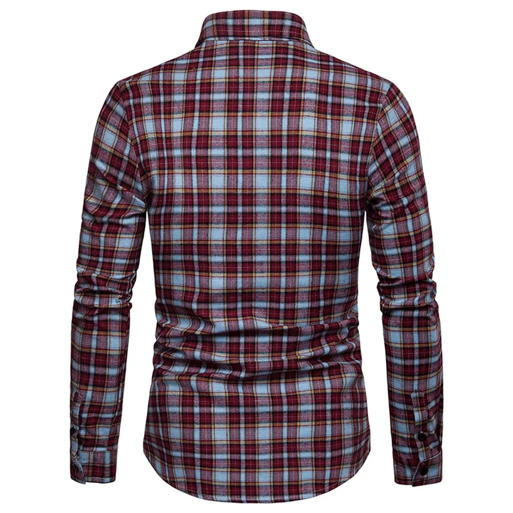 MUQGEW camiseta masculina Мужская рубашка с длинным рукавом, клетчатая рубашка с рисунком, большой размер, повседневный Топ, блуза, рубашки, chemise homme