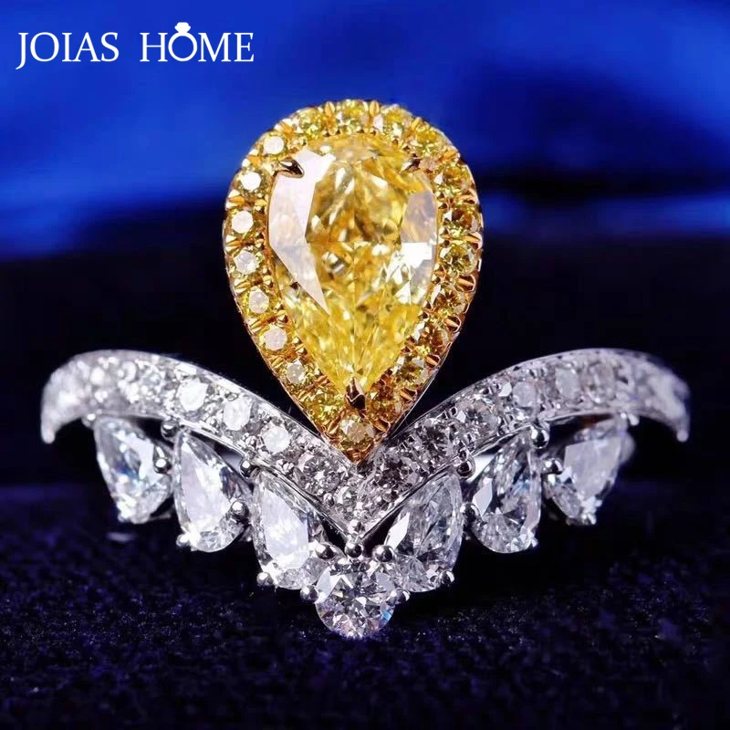 

JoiasHome Trendy Silver 925 Jewelry Luxurious Women's Ring Water Drops Pear Shaped Gemstones Engagement Wedding Adjustable Rings