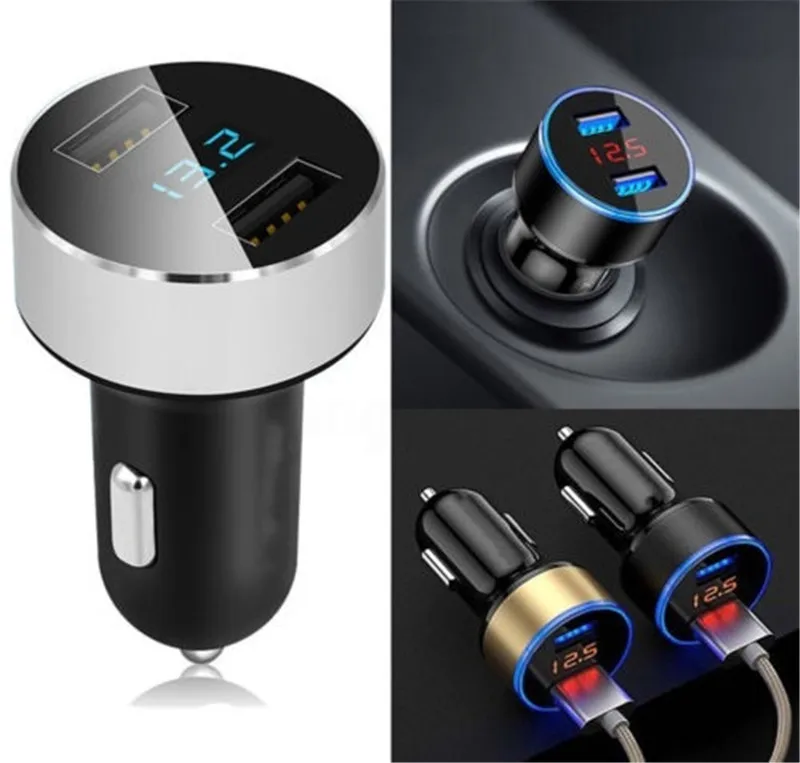 3.1A двойное USB lcd автомобильное зарядное устройство с синим индикатором, светильник, Многофункциональная Защита, универсальное зарядное устройство для автомобилей 12 В/24 В