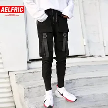 AELFRIC/брюки-карго с несколькими карманами и лентами в стиле Харадзюку, повседневные мужские брюки для бега в стиле хип-хоп, модные уличные мужские спортивные штаны