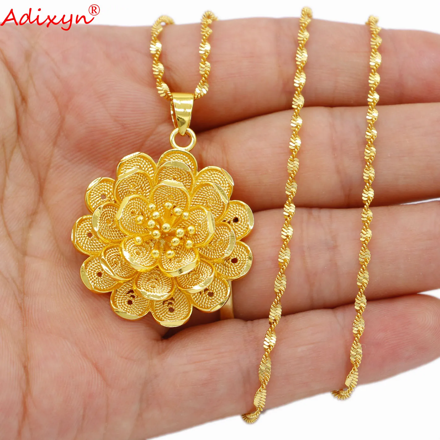 

Adixyn Gold Color Flowers Pendant jewelry Romantic Women Chokers Chain Christmas Gifts N06016
