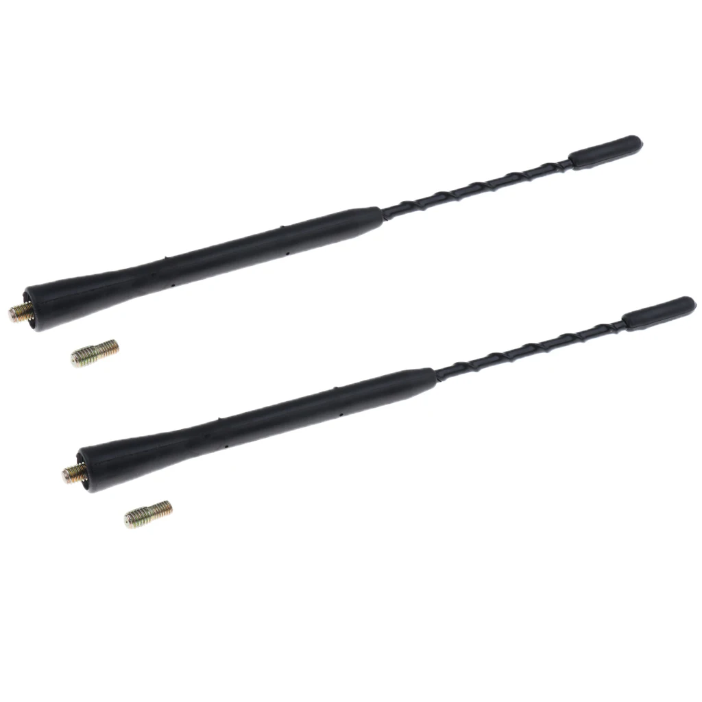 2x 9 In Stubby Car Auto Antenna AM / FM Radio Antenna Mast Screw Type Universal