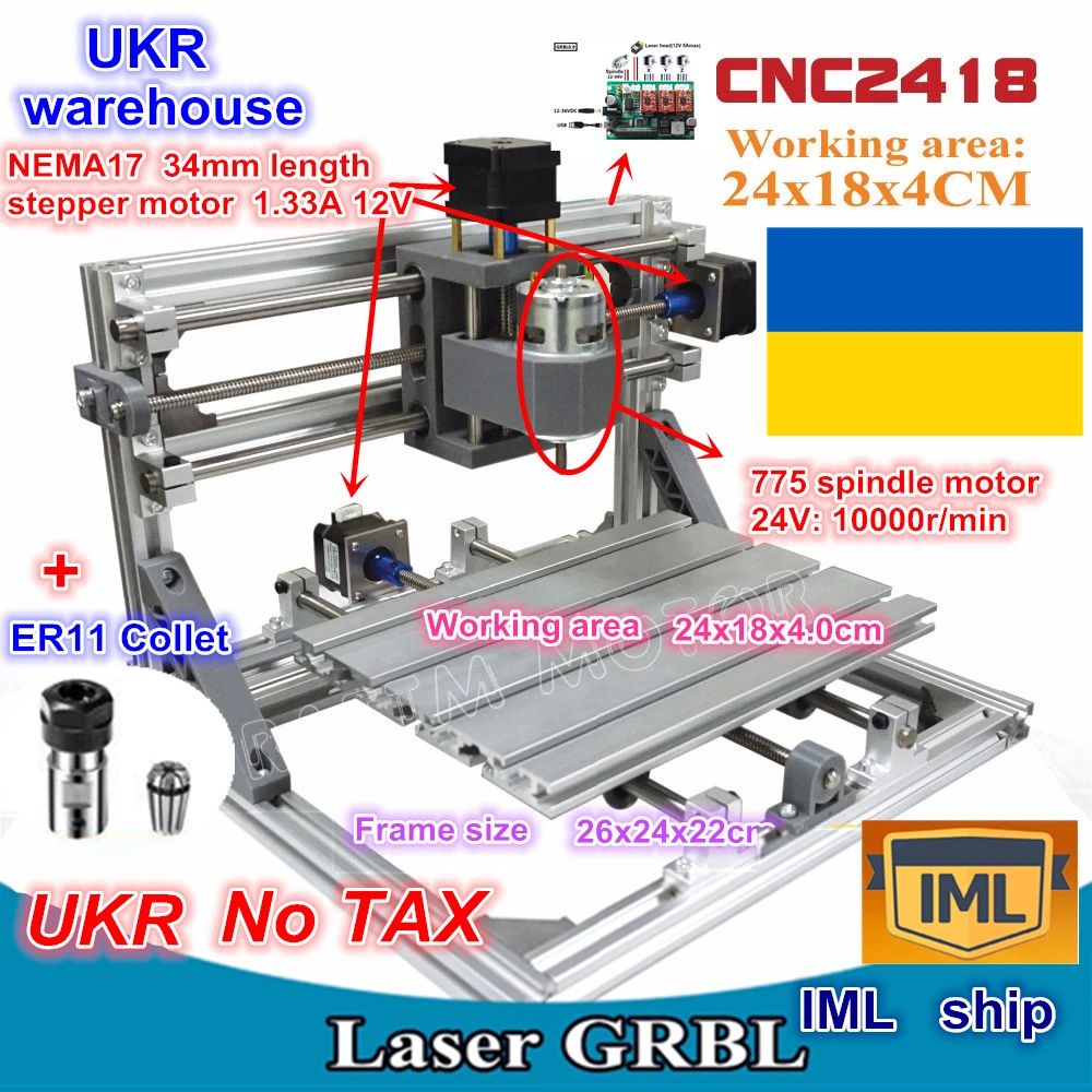 UKR 2418 GRBL управление DIY CNC машина Рабочая зона 24x18x4 0 см 3 оси Pcb фрезерный станок