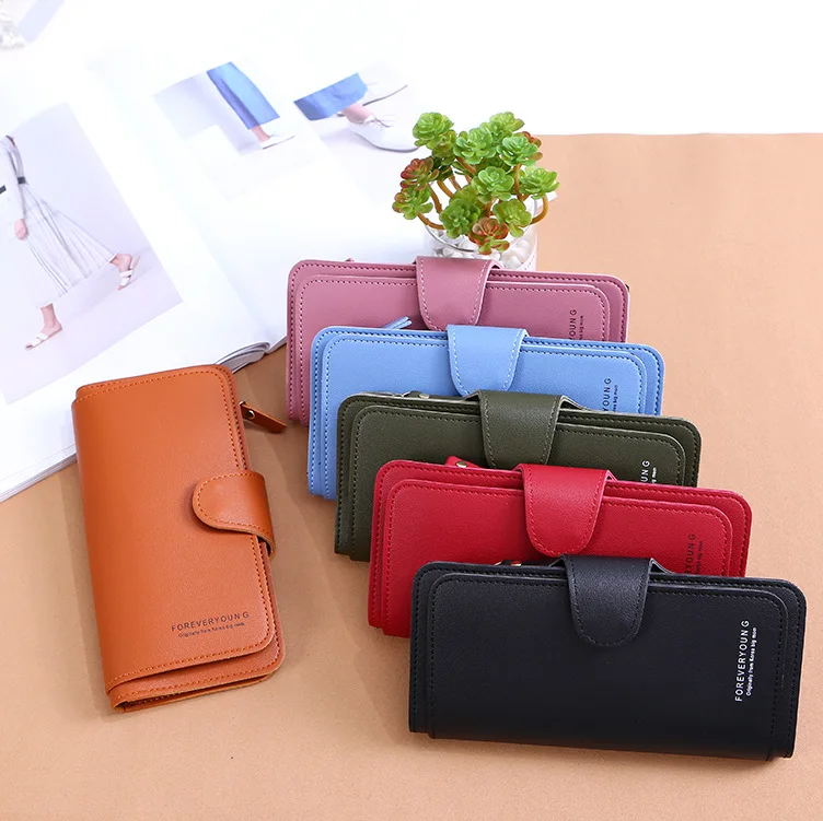 

2019 New Style Long Women's Wallet Buckle Purse Soft Card Holder Mobile Phone Bag Carrying Hot Selling