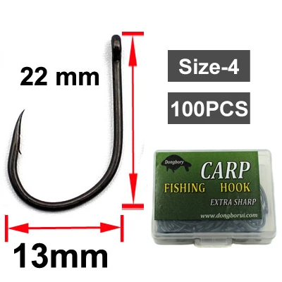 100Pcs-Size 4 100 шт. рыболовные Chod крючки для снаряжения колючие рыболовные Крючки Карп Приманка Держатель кривая труба захват тефлон покрытием из высокоуглеродистой стали рыболовный крючок - Цвет: 100Pcs-Size 4