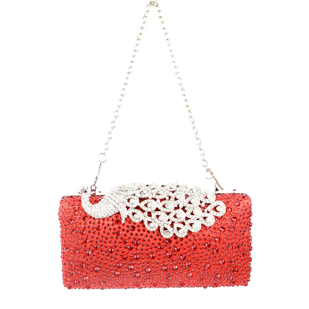 

D21431: Alloy Peacock Diamond Set Banquet Handbag Long 17 Centimeter, High 8 Centimeter, Thick