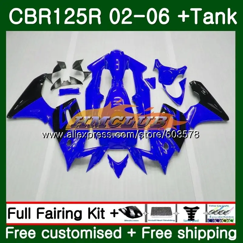 Тюнинг-пакет для HONDA CBR125R 2002 2003 2004 2005 2006 84CL. 14 CBR125RR CBR-125R 125CC CBR 125R 02 03 04 05 06 цвет: черный, синий обтекатель
