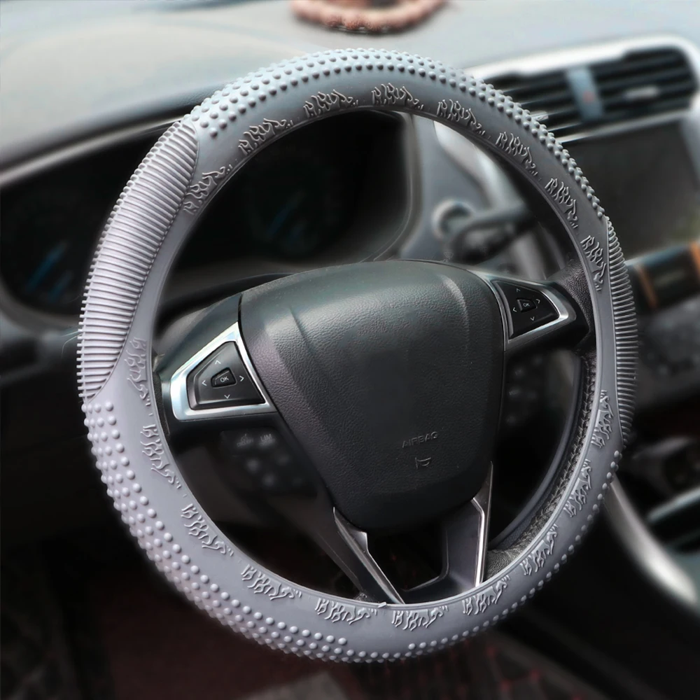 Серый LEEPEE авто украшение автомобиля рулевое колесо покрытие для интерьера автомобиля-Стайлинг чехлы на руль противоскользящие универсальные - Название цвета: Серый