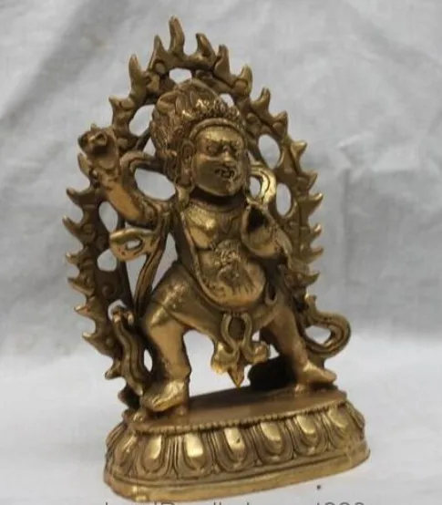 308 Tibet Buddhism Brass Copper Vajrapani( Chana Dorje) Mahakala Buddha Statue