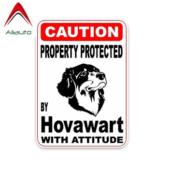 

Aliauto Hipster Cartoon Car Sticker Property Protected By Hovawart Dog Animal PVC Waterproof Decal Decoration,10cm*14cm