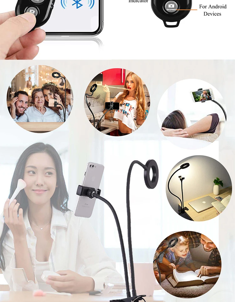 Регулируемое USB крепление для зарядки Live Stream селфи держатель телефона с светильник телефон светильник