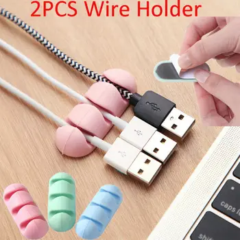 

2Pcs Cable Clips Self-Adhesive Desk Cord Management Organizer Wire Holder