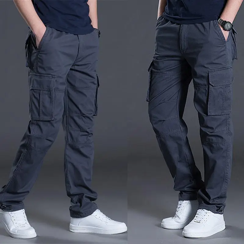 

Autumn new loose thin section straight casual trousers multi-pocket overalls men's trend wear-resistant pants fashion